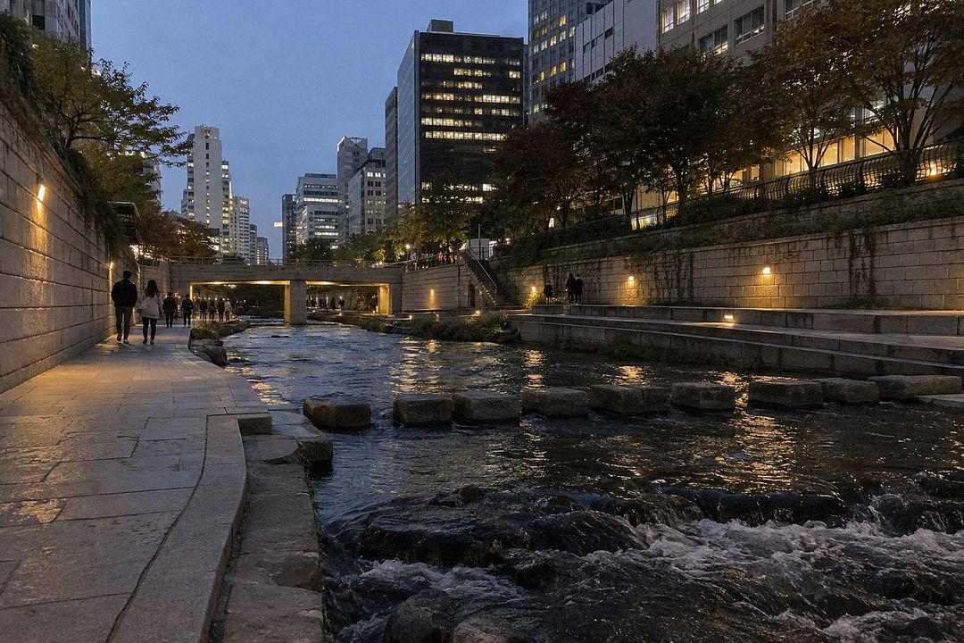 Cheonggyecheon Stream (AI-generated illustrative image)